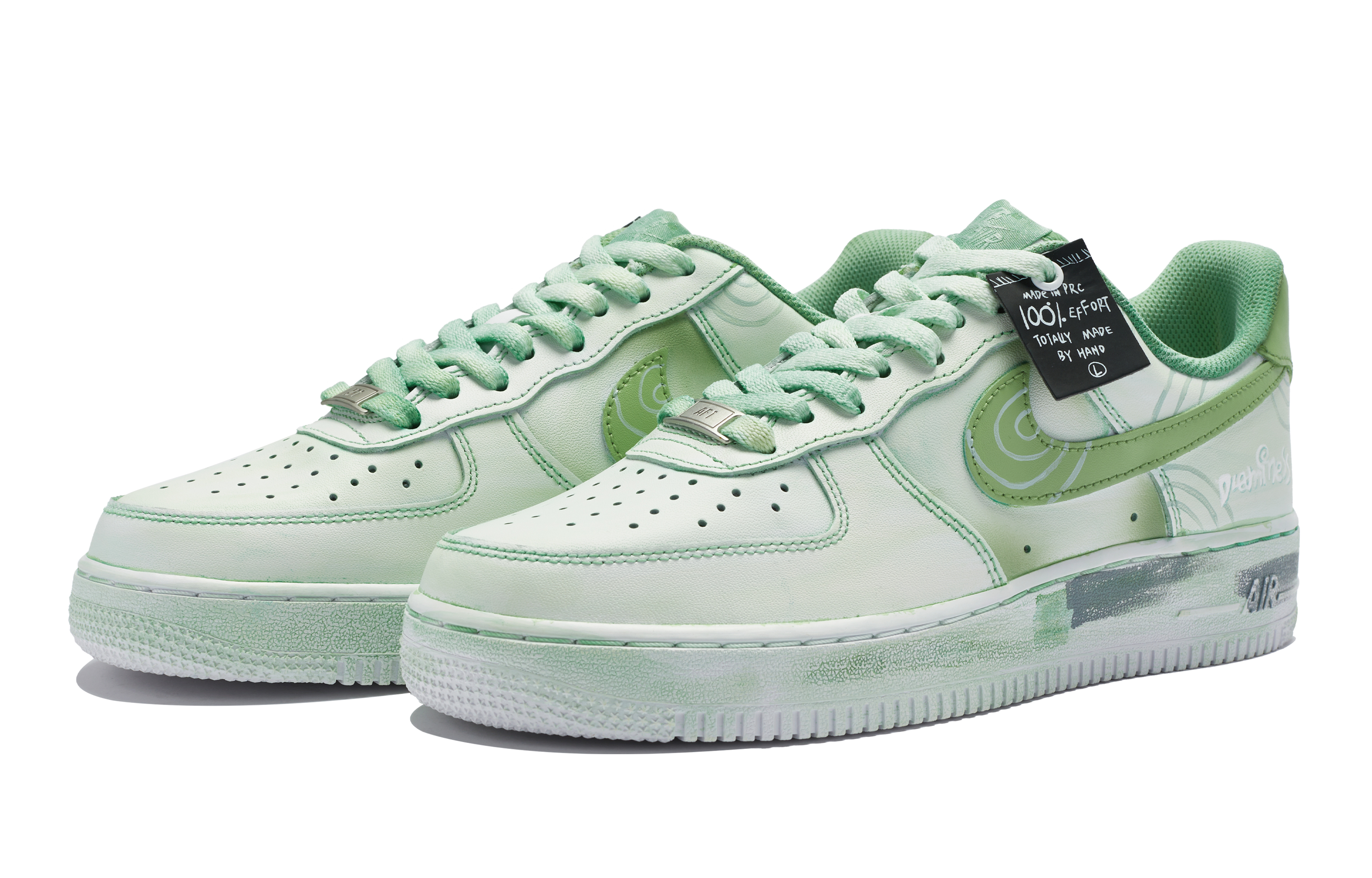 Lookbook 【訂製球鞋】Nike Air Force 1 Low 牛角尖 夢頻情緒色彩 極簡主義 清爽 防滑減震 低筒 板鞋 GS 綠白
