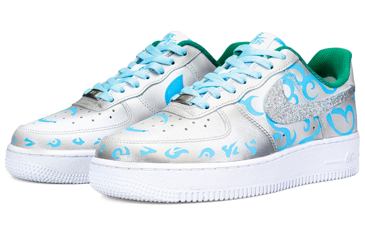 Lookbook 【訂製球鞋】 Nike Air Force 1 Low Tyrande 暗夜精靈 夜光 貼皮 珠光 低筒 板鞋 男款 白灰藍綠