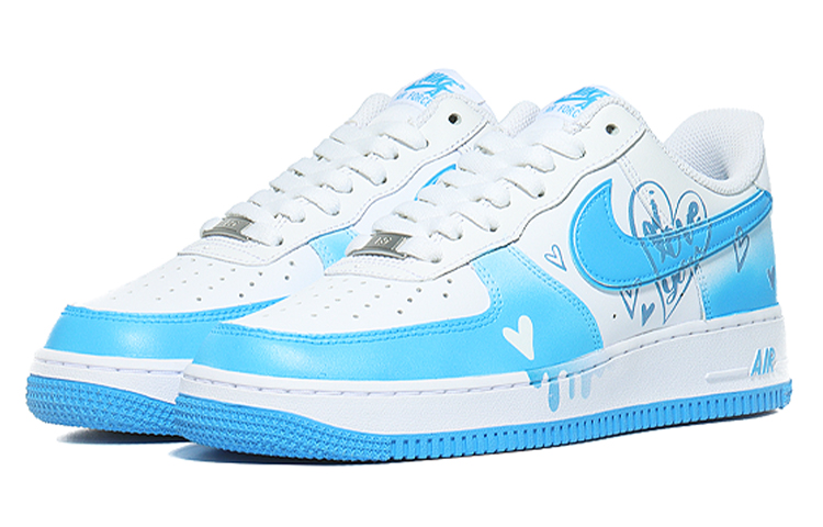 Lookbook [Kasut Custom] Nike Air Force 1 Rendah 'University Blue Heart' DV0788-101(Team10-碰撞爱心)