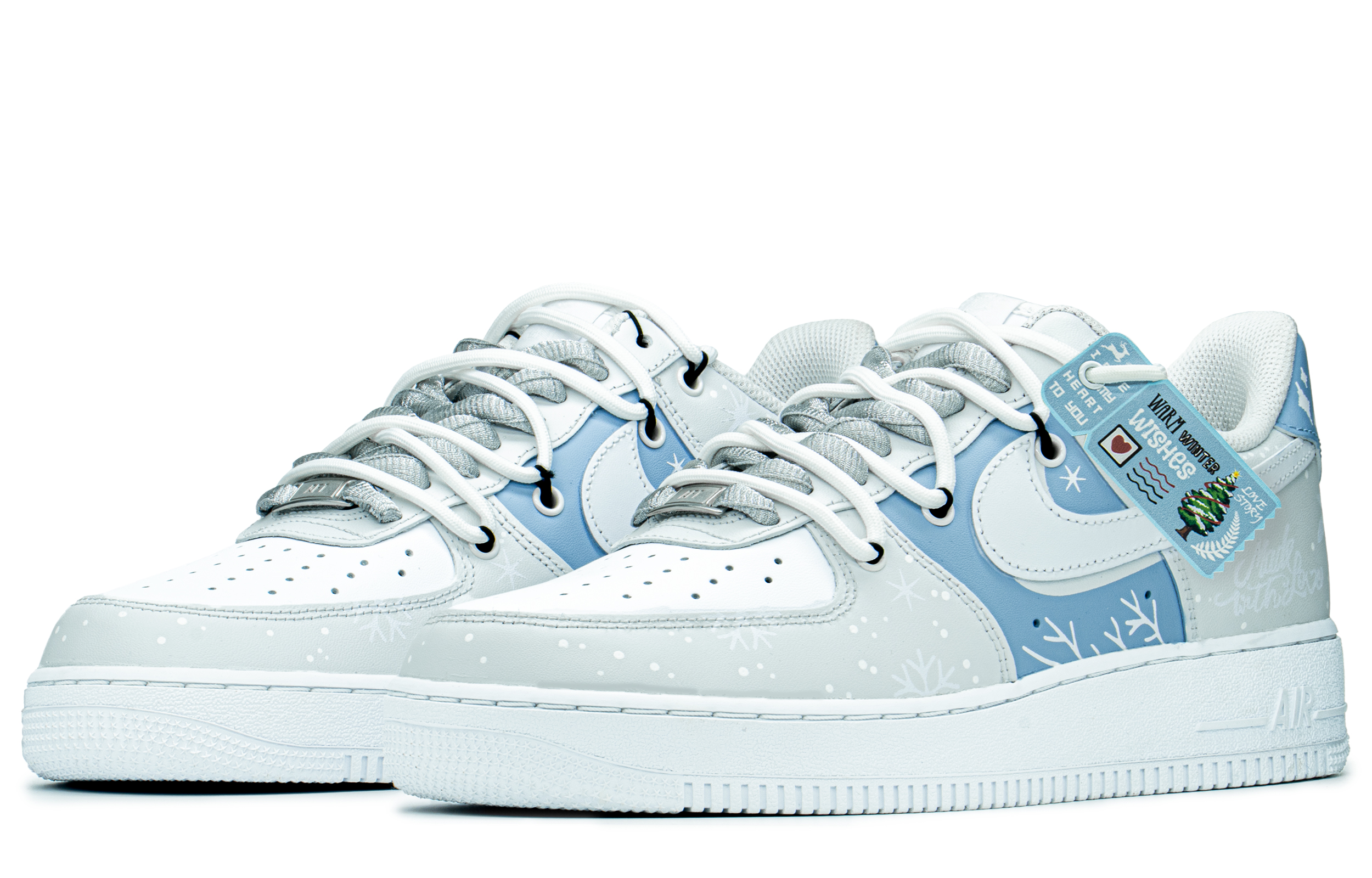 Lookbook 【訂製球鞋】Nike Air Force 1 Low 冰雪限定禮盒 情人節 愛情製造 解構 低幫 板鞋 GS 冰藍