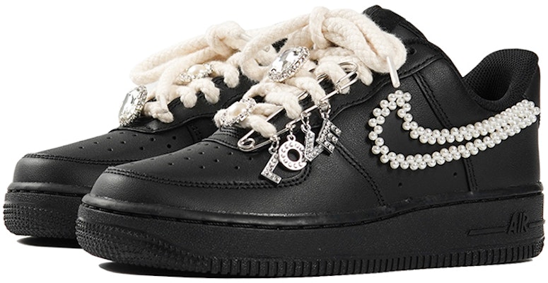 【定制鞋】耐克 Air Force 1 低帮 情人节双珍珠钩钻石爱心 314192-009(TeamP-双层女款珍珠) Lookbook 【定制鞋】耐克 Air Force 1 低帮 情人节双珍珠钩钻石爱心 314192-009(TeamP-双层女款珍珠)