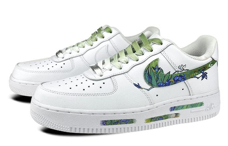 Lookbook [Zapatillas Personalizadas] Nike Air Force 1 Low 'Van Gogh Irises' CW2288-111(Team叁-男款鸢尾花白蓝绿)