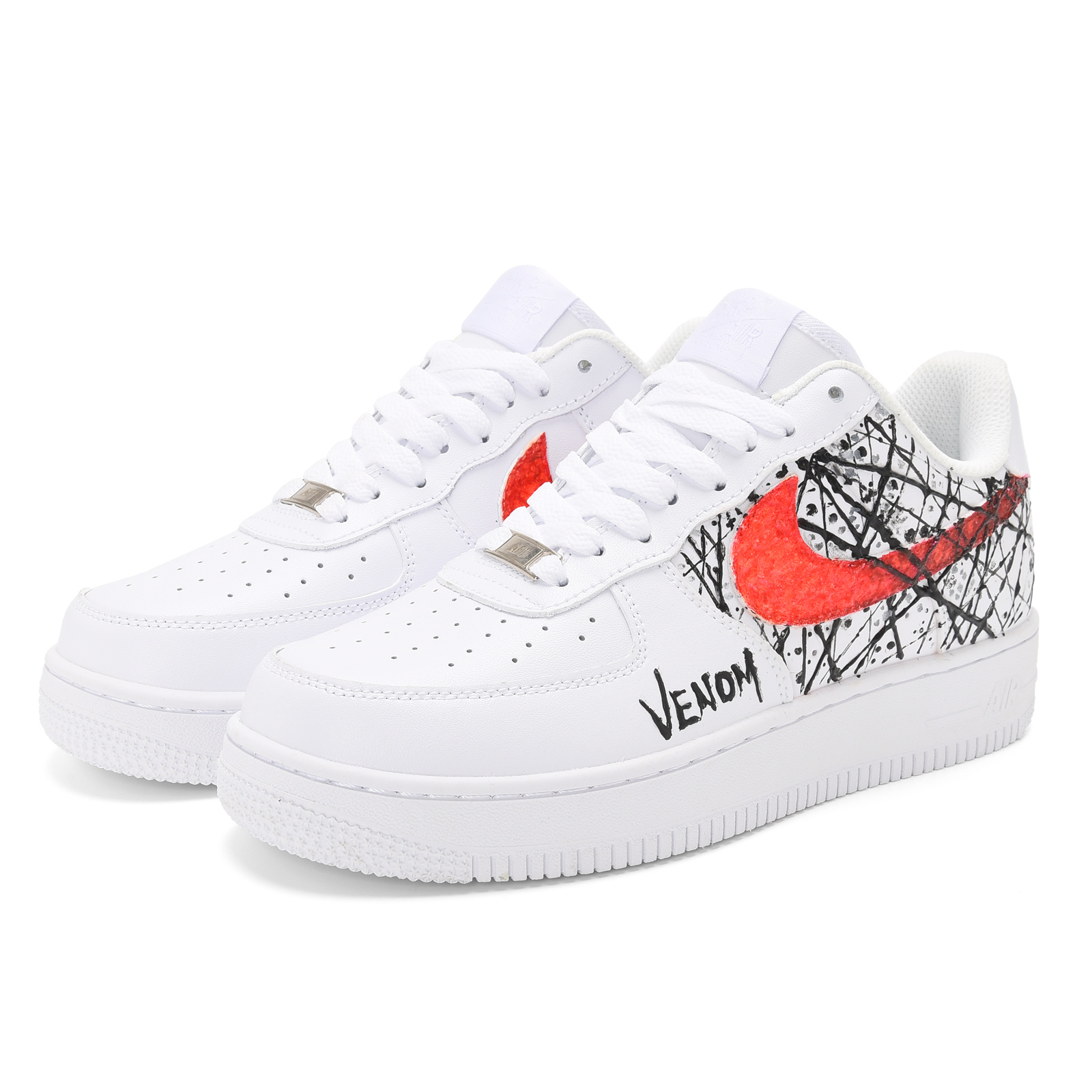Lookbook [定制鞋] 耐克空军一号低帮 'Venom 3D 纯白' CW2288-111(Team23-男款-毒液-纯白)