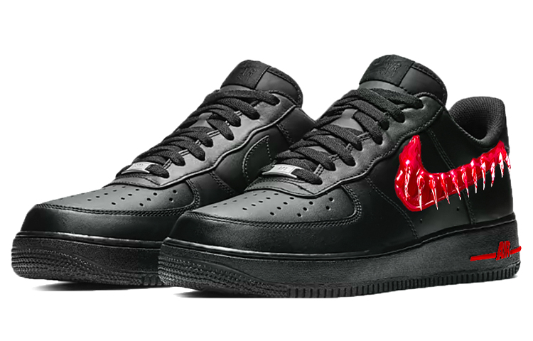 Purchase [Nike Kasut Tersuai] Air Force 1 Low 'Venom Bloodfang 2.0 Hitam Merah' 315122-001-(TeamY-男款血牙2.0)