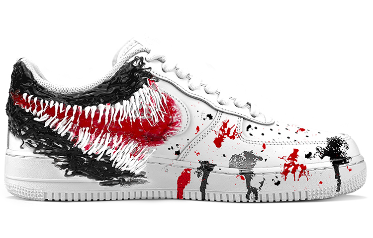 Order [Kasut Custom] Nike Air Force 1 Low 'Venom vs Cthulhu - Gaya Komik' CW2288-111(TeamY-男款漫威超级英雄毒液黑红)