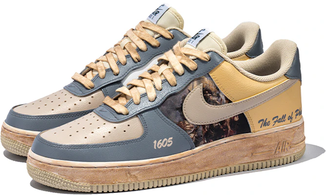 【定制球鞋】 Nike Air Force 1 Low 07 野鶴制造 空軍一號 復古油畫風主題 阿瑪戎之戰 做舊 禮盒 低幫 板鞋 男女同款 米藍黃 Lookbook 【定制球鞋】 Nike Air Force 1 Low 07 野鶴制造 空軍一號 復古油畫風主題 阿瑪戎之戰 做舊 禮盒 低幫 板鞋 男女同款 米藍黃