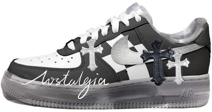 custom-shoes-nike-air-force-1-low-vintage-vibe-checkerboard-cross-valentine-black-white