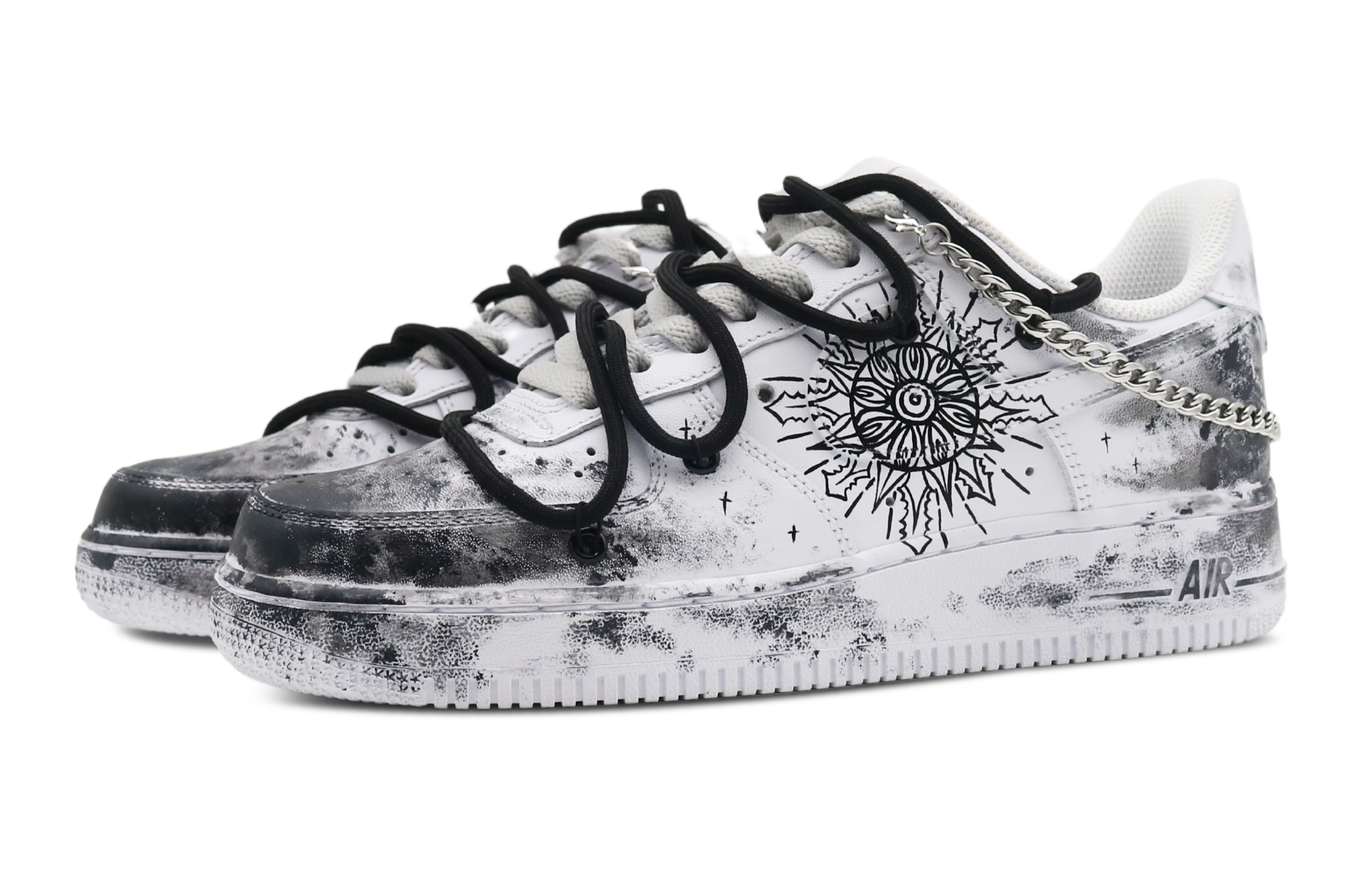 Lookbook Nike AF1 ロー "バーチャルリアリズム ソーラートーテム" (カスタム) CW2288-111(Team8-男款虚实主义灰白)