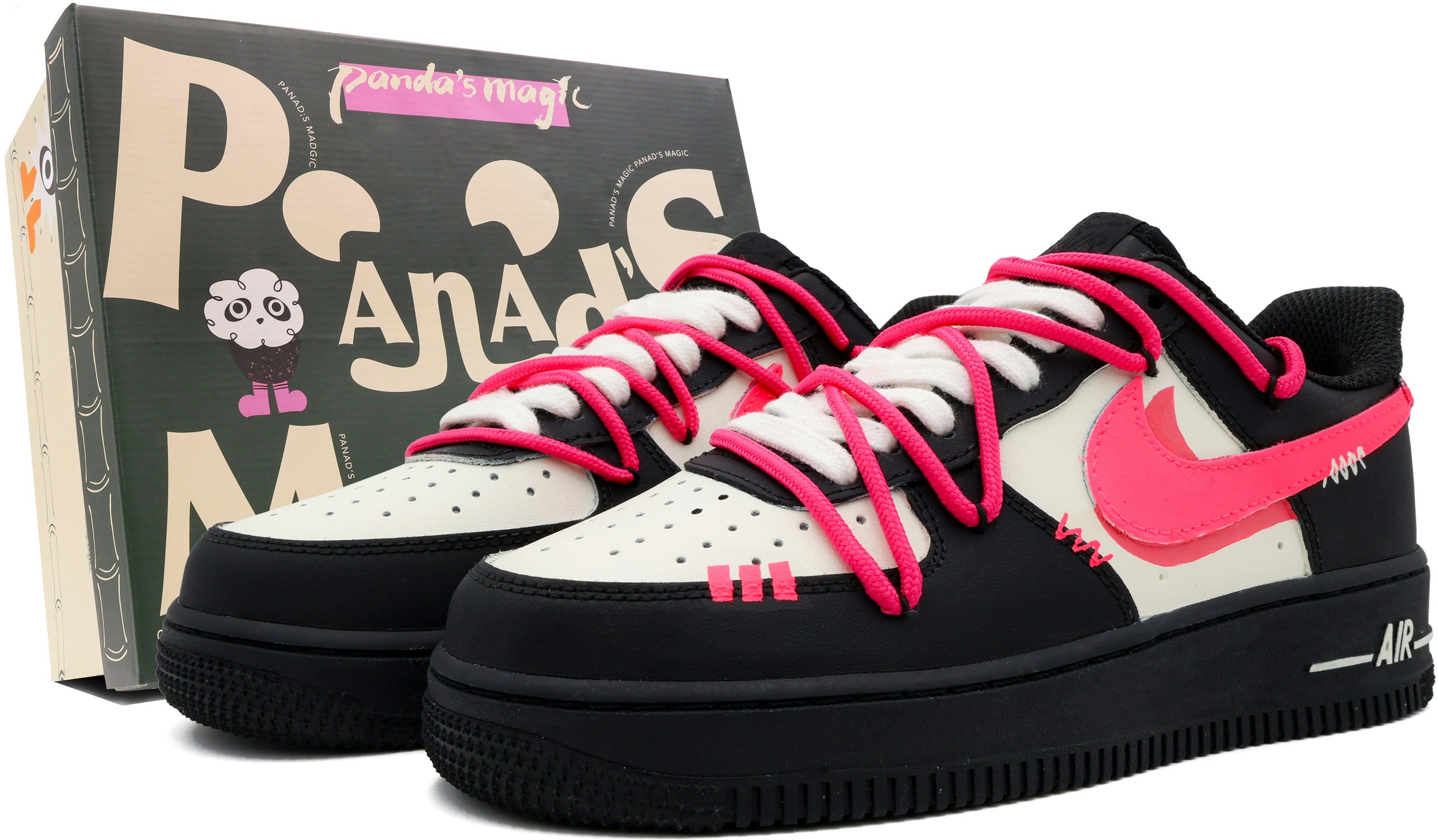 custom-shoes-nike-air-force-1-low-wandering-girl-black-pink