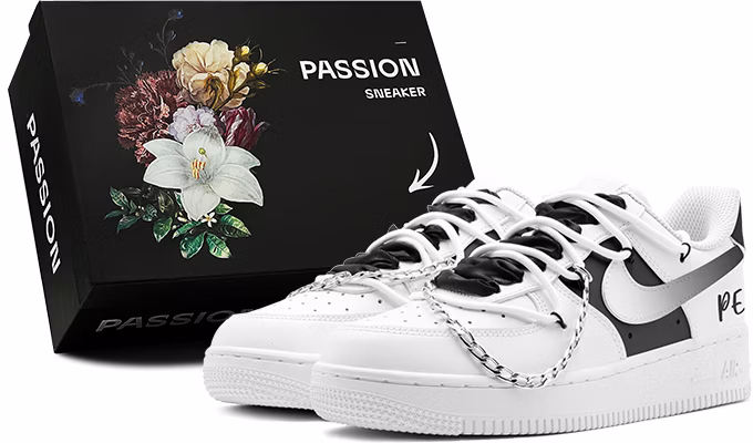 【客製球鞋】Nike Air Force 1 Low 空軍一號 西岸風 街頭風格 朋克鍊條 特製鞋盒 休閒 低筒 板鞋 男款 黑白 Buy 【客製球鞋】Nike Air Force 1 Low 空軍一號 西岸風 街頭風格 朋克鍊條 特製鞋盒 休閒 低筒 板鞋 男款 黑白