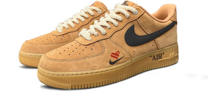 【客製化球鞋】Nike Air Force 1 Low 空軍一號 愛心雙鉤 經典復古高街 麻繩小眾 低幫 板鞋 男女同款 小麥色 Lookbook 【客製化球鞋】Nike Air Force 1 Low 空軍一號 愛心雙鉤 經典復古高街 麻繩小眾 低幫 板鞋 男女同款 小麥色