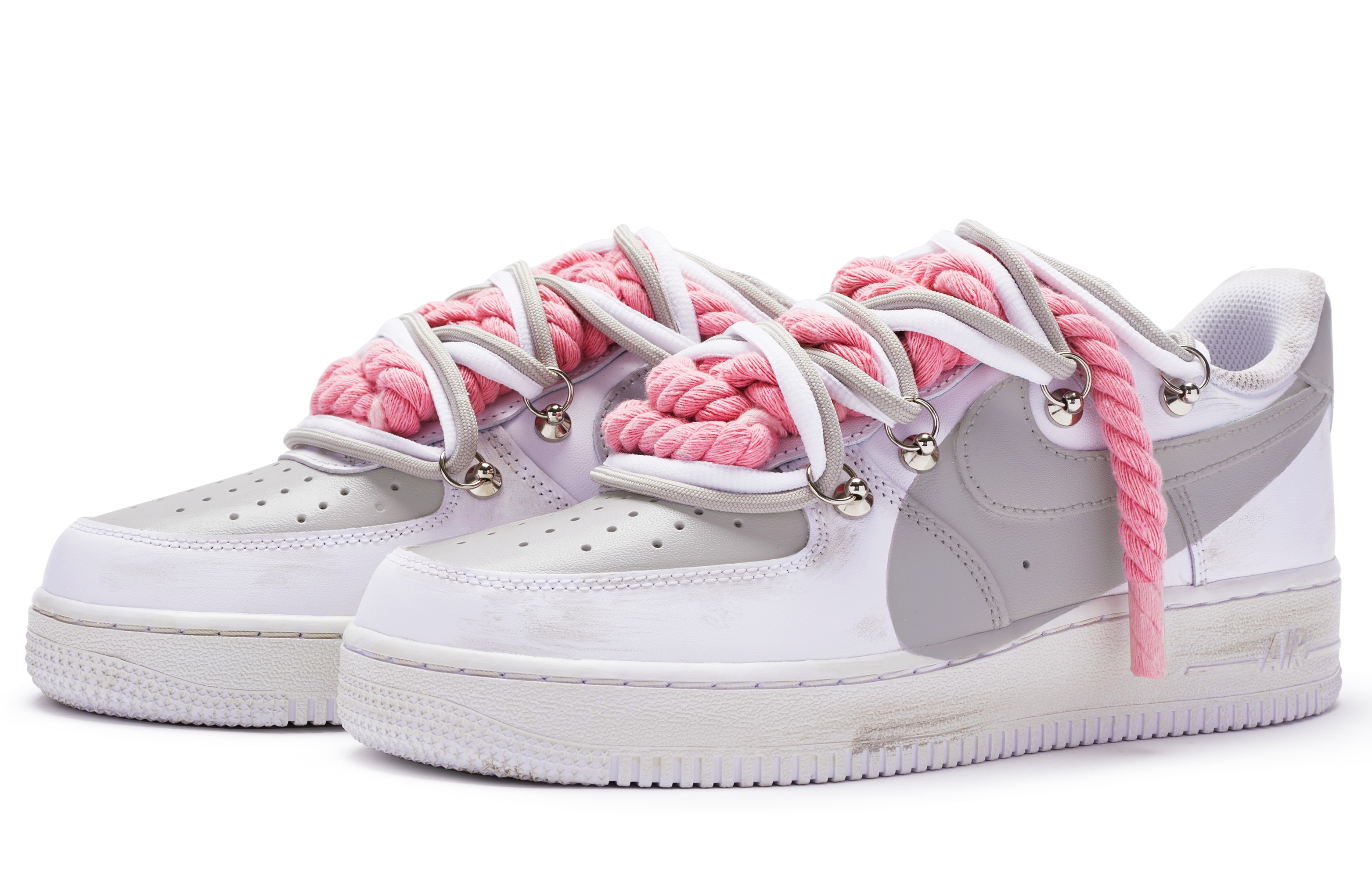 Lookbook 【定制球鞋】 Nike Air Force 1 Low 07 空軍一號 T10 特殊鞋盒 雙鞋帶 低筒 板鞋 男款 白灰