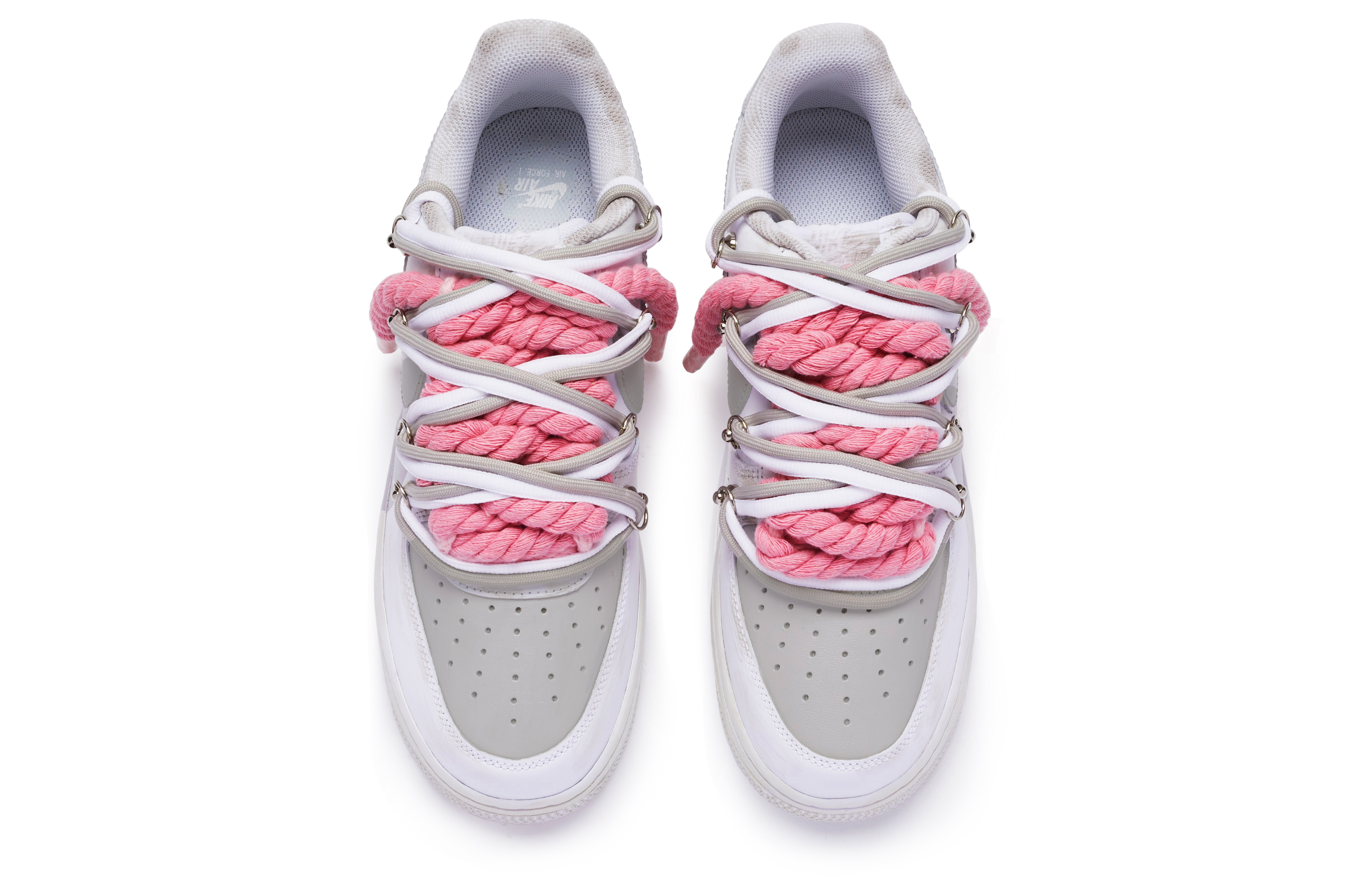 Shop 【定制球鞋】 Nike Air Force 1 Low 07 空軍一號 T10 特殊鞋盒 雙鞋帶 低筒 板鞋 男款 白灰