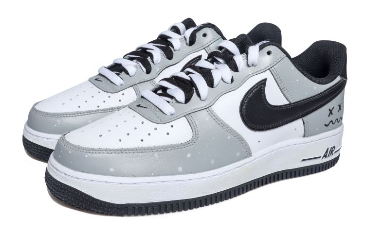 Lookbook カスタムAF1 ロー 白黒灰グラフィティ DV0788-001(Team拾玖-双X波浪男S-BOX)