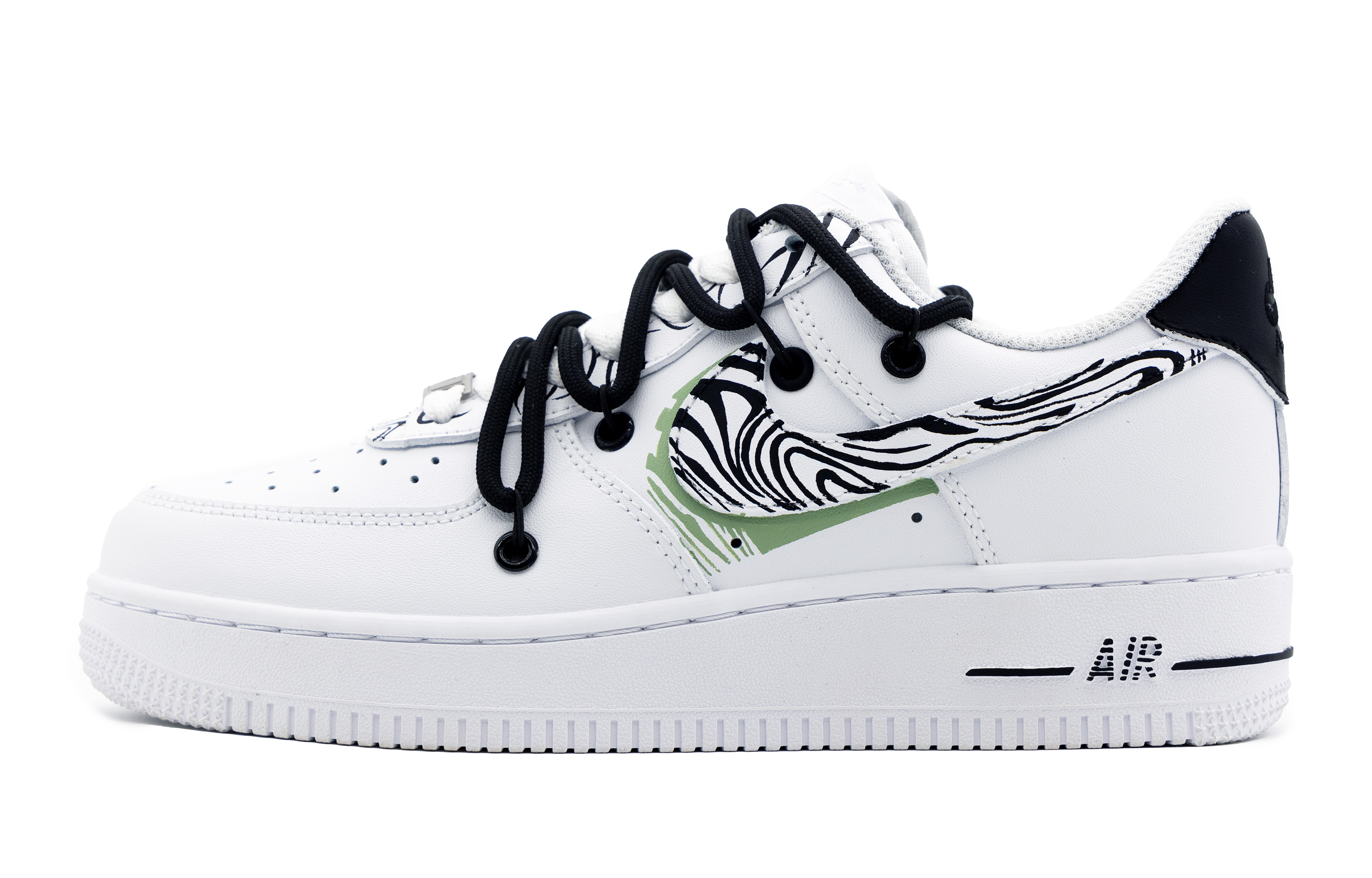 Buy 【訂製球鞋】Nike Air Force 1 Low 簡約 摩爾紋 條紋 斑馬 低筒 球鞋 男款 白黑