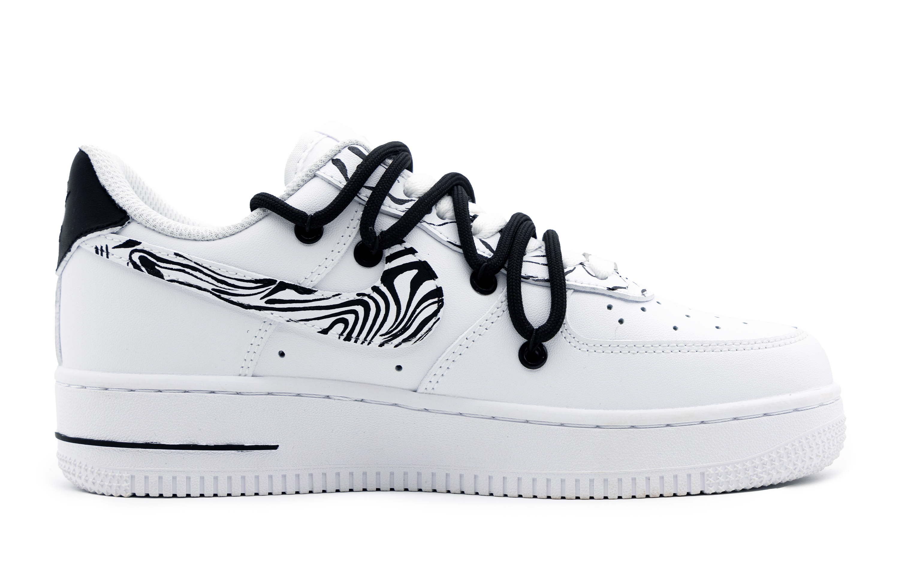 Order 【訂製球鞋】Nike Air Force 1 Low 簡約 摩爾紋 條紋 斑馬 低筒 球鞋 男款 白黑