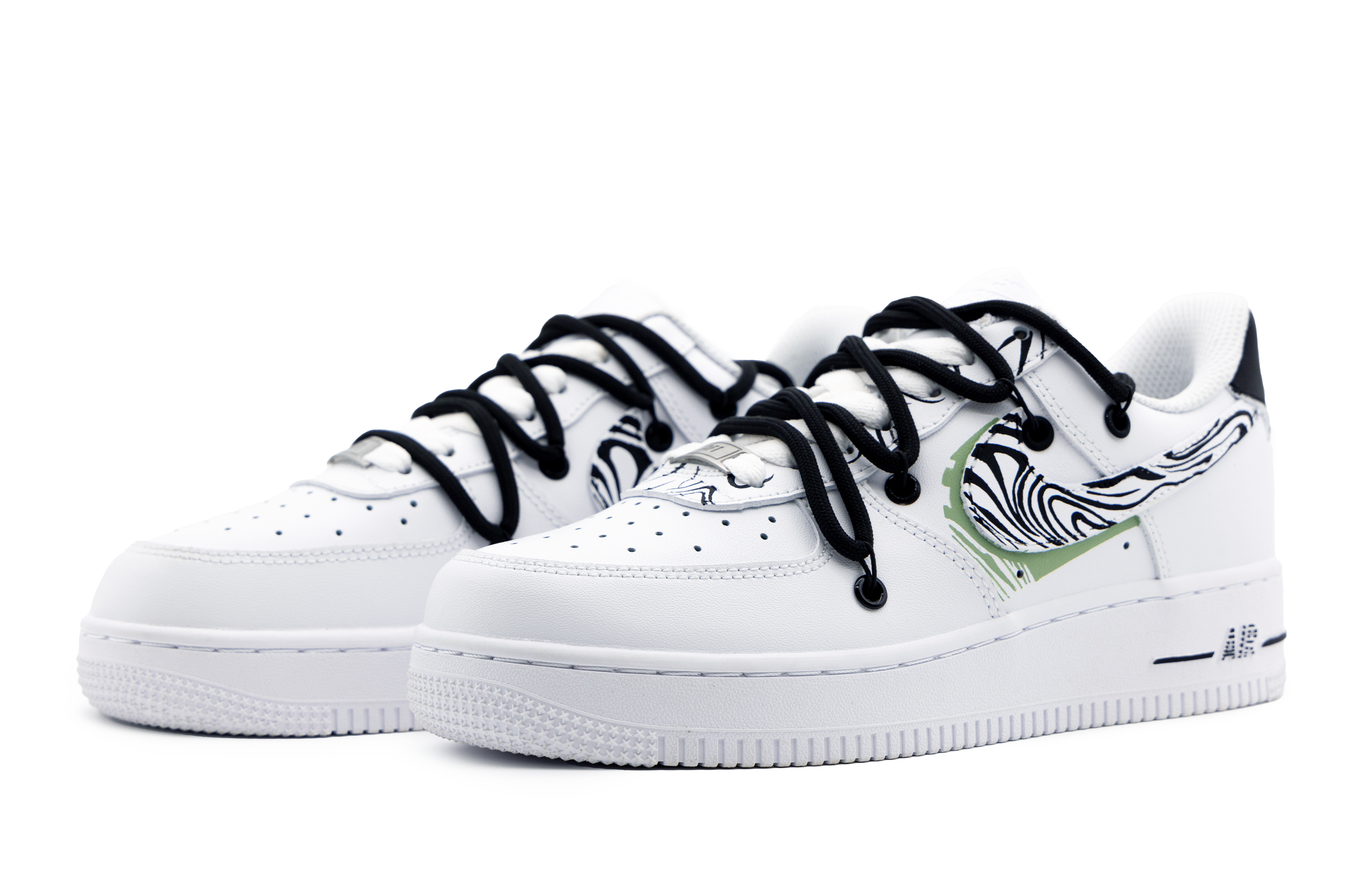 Lookbook 【訂製球鞋】Nike Air Force 1 Low 簡約 摩爾紋 條紋 斑馬 低筒 球鞋 男款 白黑