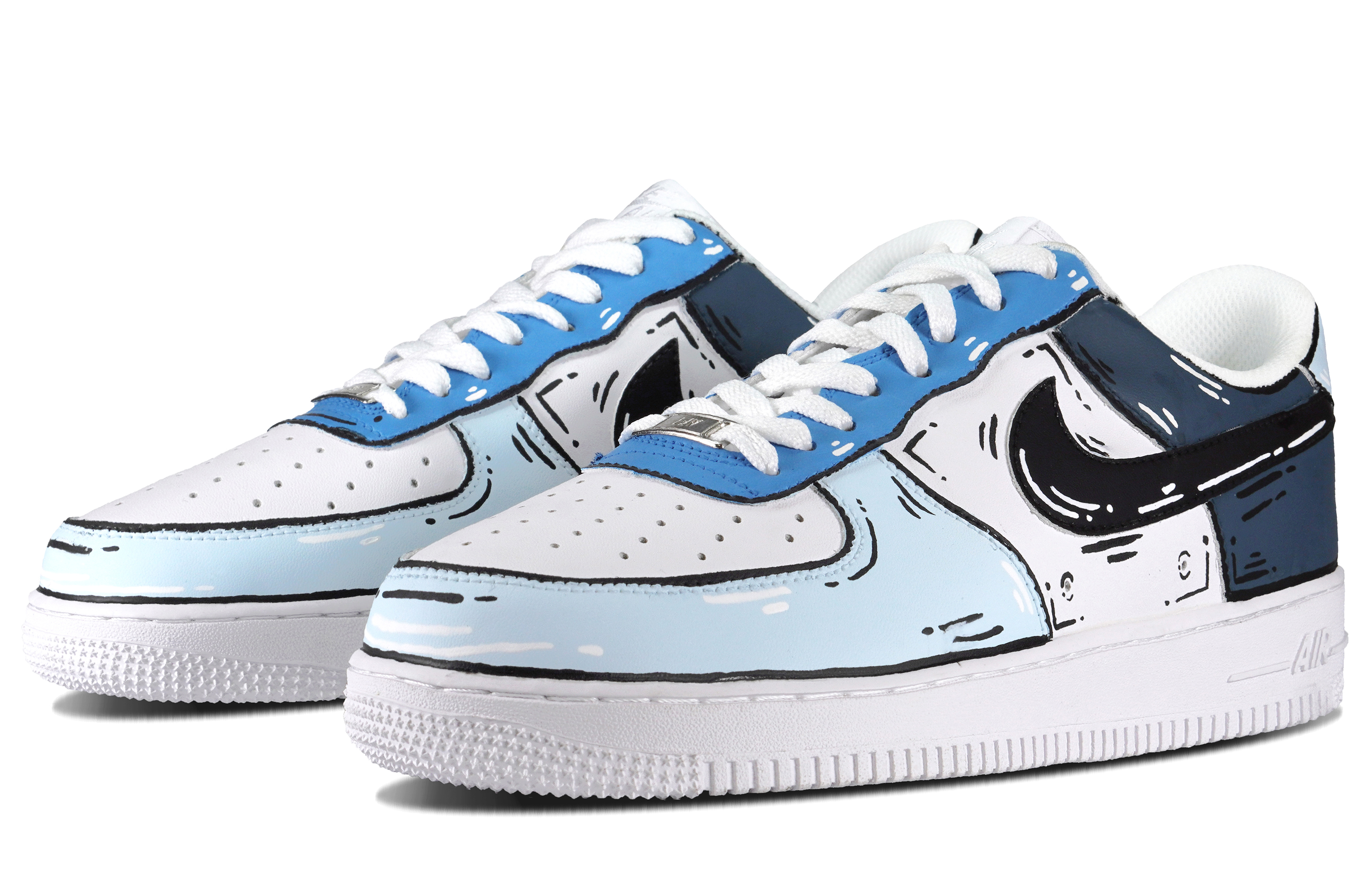 Lookbook [定制鞋] 耐克空军1号低帮 '白蓝动漫天空' CW2288-111(Team84-二次元天空男款)
