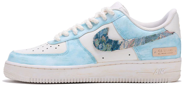 custom-shoes-nike-air-force-1-low-white-blue-custom-oil-painting