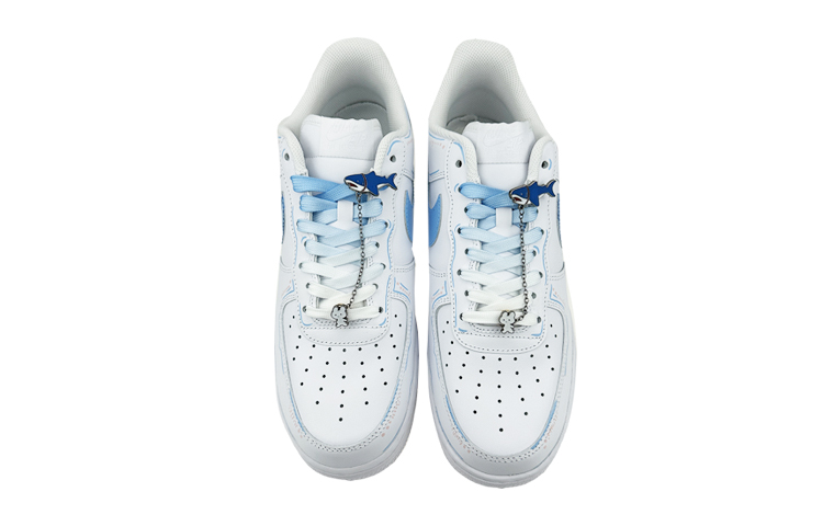 Shop [定制鞋款] 耐克空军1号低帮 '白蓝涂鸦' DH2920-111(Team叁-女款雨天QD)