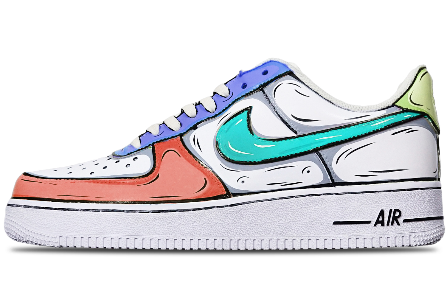 Custom Air Blue White And Orange Air Force Ones Buy [Custom Shoes