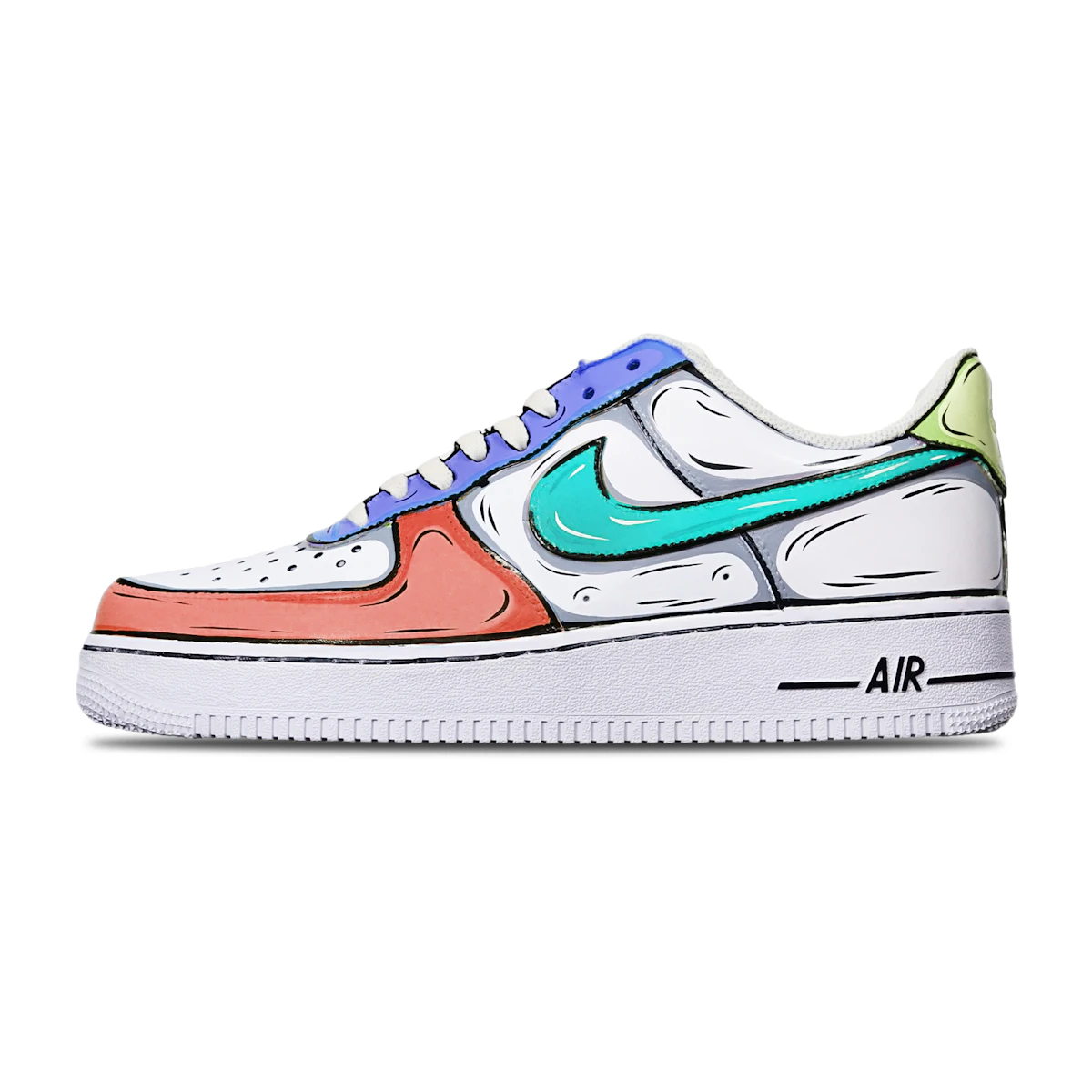 Custom Air Blue White And Orange Air Force Ones Buy [Custom Shoes