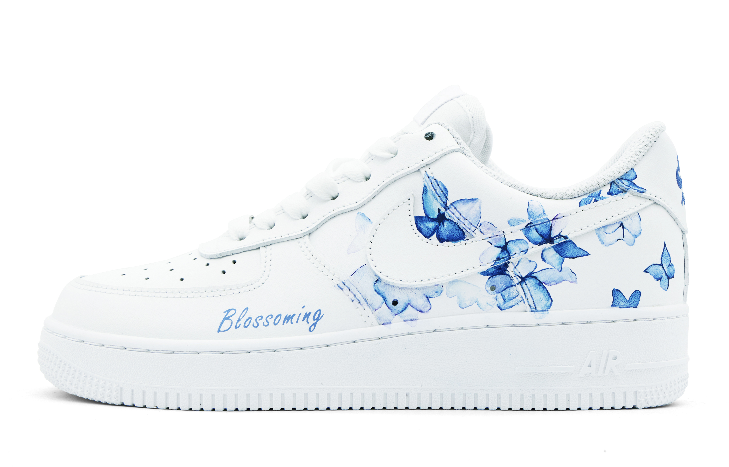[Custom Shoes] Nike Air Force 1 Low 'White Blue Porcelain Butterfly'