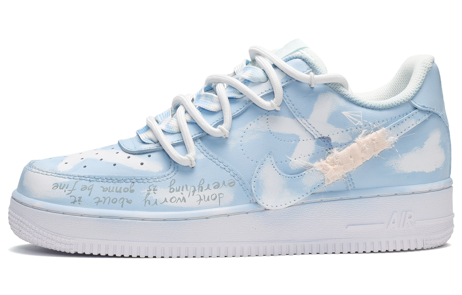 Buy [Kasut Custom] Nike Air Force 1 Low 'Putih Biru Scratch-Off Double Swoosh' CW2288-111(TeamE-男款刮刮乐叉叉白蓝)