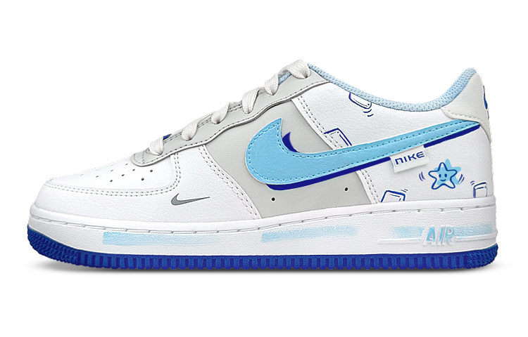 Buy [Kasut Custom] Nike Air Force 1 Rendah 'Putih Biru Graffiti Starfish' FB1844-111(Team47-女双钩海星SBOX)