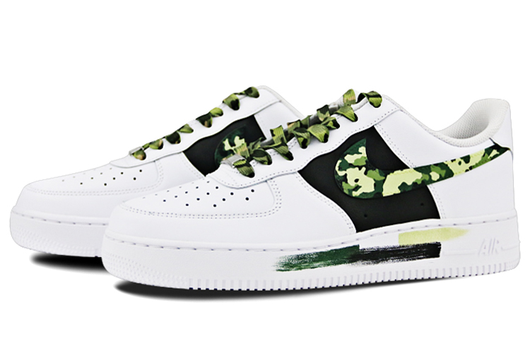 Lookbook [カスタムシューズ] ナイキ エアフォース1 ロー 'ホワイトカモグラフィティ' CW2288-111(Team叁-男款喷绘手绘白黄绿迷彩)
