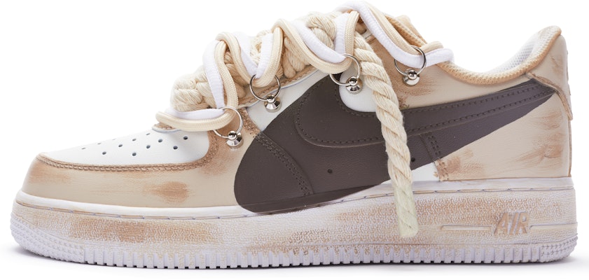 【定製球鞋】 Nike Air Force 1 Low 07 空軍一號 T10 雙鞋帶 手繪噴繪 低幫 板鞋 男款 白深棕 Buy 【定製球鞋】 Nike Air Force 1 Low 07 空軍一號 T10 雙鞋帶 手繪噴繪 低幫 板鞋 男款 白深棕