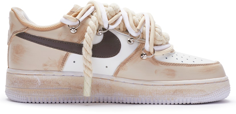 【定製球鞋】 Nike Air Force 1 Low 07 空軍一號 T10 雙鞋帶 手繪噴繪 低幫 板鞋 男款 白深棕 Order 【定製球鞋】 Nike Air Force 1 Low 07 空軍一號 T10 雙鞋帶 手繪噴繪 低幫 板鞋 男款 白深棕