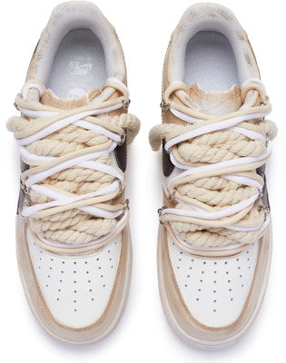 【定製球鞋】 Nike Air Force 1 Low 07 空軍一號 T10 雙鞋帶 手繪噴繪 低幫 板鞋 男款 白深棕 Shop 【定製球鞋】 Nike Air Force 1 Low 07 空軍一號 T10 雙鞋帶 手繪噴繪 低幫 板鞋 男款 白深棕