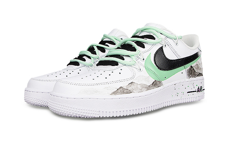 Lookbook [Kasut Custom] Nike Air Force 1 Rendah 'Putih Hijau Puncak Gunung' CW2288-111(Team58-双钩岳男)