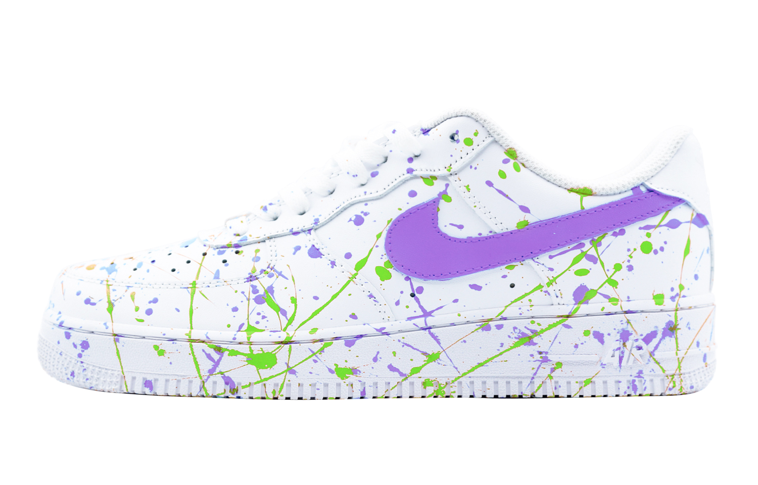 Buy [Sepatu Custom] Nike Air Force 1 Low 'Putih Hijau Ungu' CW2288-111(Team48-色彩跳动绿紫)