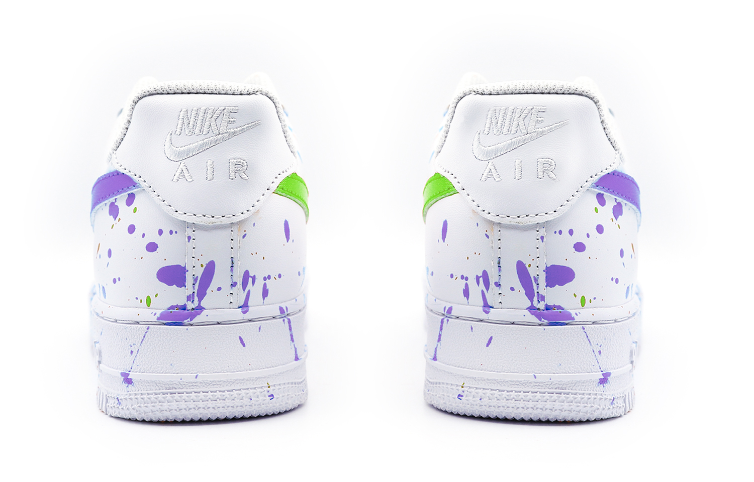 Shop [Sepatu Custom] Nike Air Force 1 Low 'Putih Hijau Ungu' CW2288-111(Team48-色彩跳动绿紫)