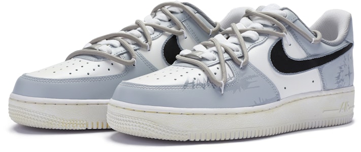 【訂製球鞋】 Nike Air Force 1 Low BIGNIU 僵直 簡約 手繪噴繪 復古經典 低筒 板鞋 男款 白灰 Lookbook 【訂製球鞋】 Nike Air Force 1 Low BIGNIU 僵直 簡約 手繪噴繪 復古經典 低筒 板鞋 男款 白灰