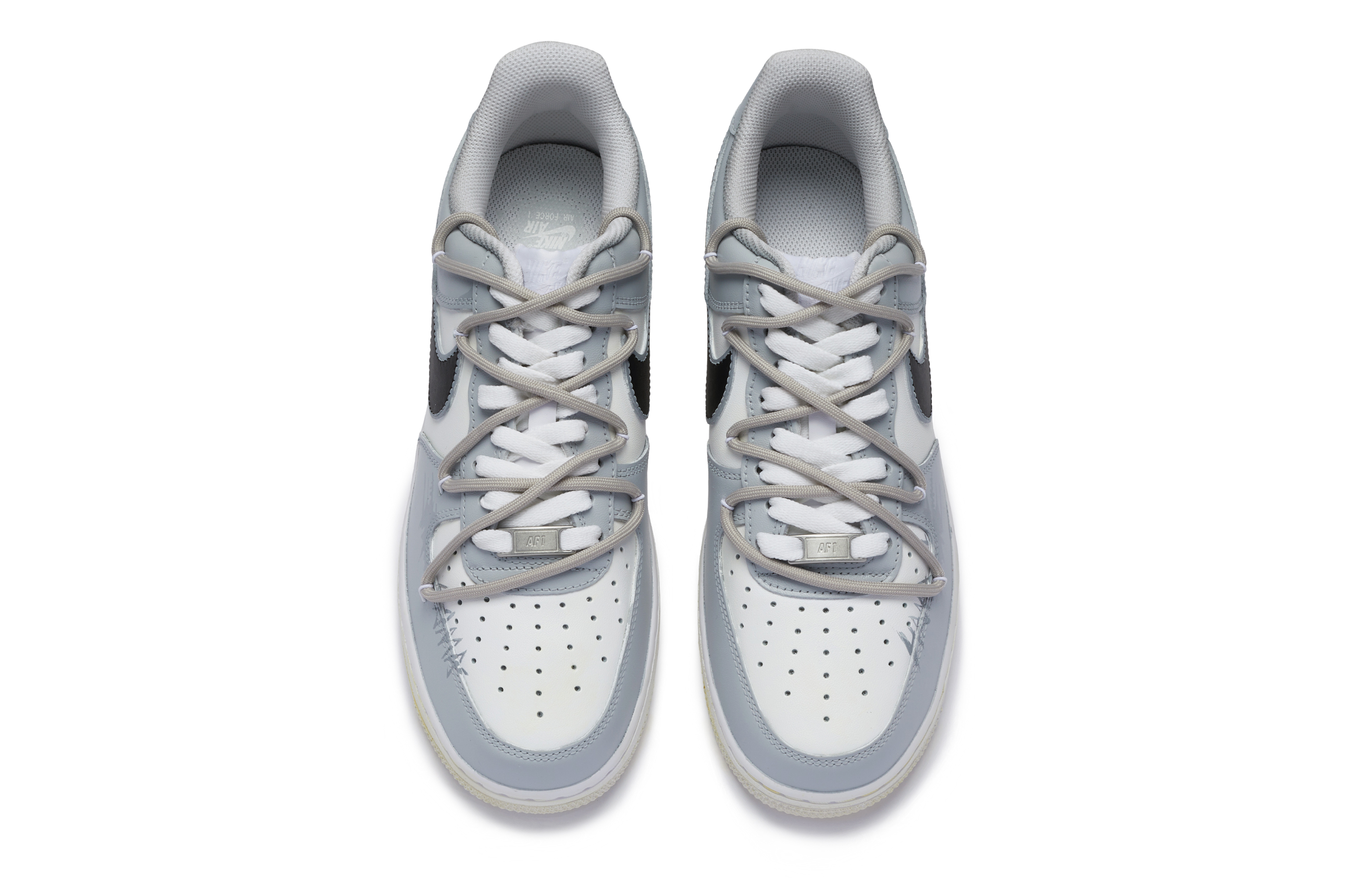 Shop 【訂製球鞋】 Nike Air Force 1 Low BIGNIU 僵直 簡約 手繪噴繪 復古經典 低筒 板鞋 男款 白灰