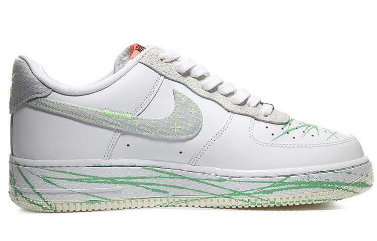 Order [Kasut Custom] Nike Air Force 1 Rendah 'Putih Kelabu Percik' FB1853-111(Team10-绿色泼墨QD)