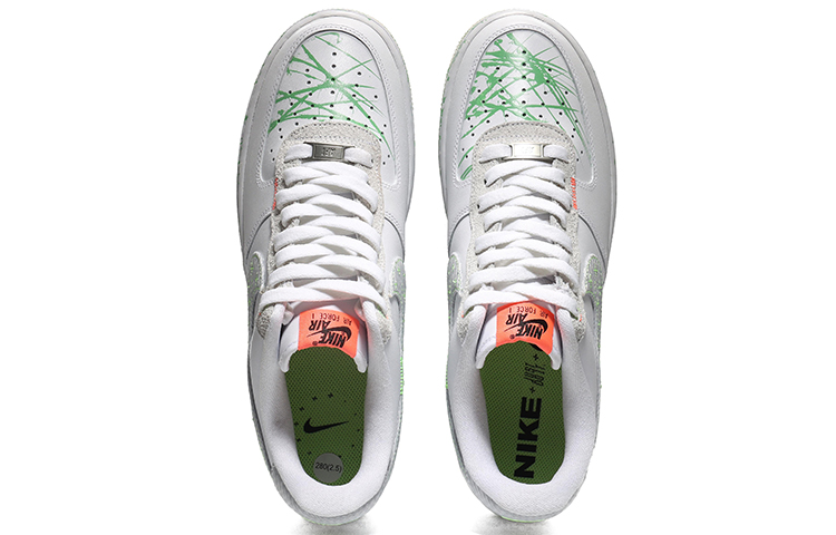 Shop [Kasut Custom] Nike Air Force 1 Rendah 'Putih Kelabu Percik' FB1853-111(Team10-绿色泼墨QD)