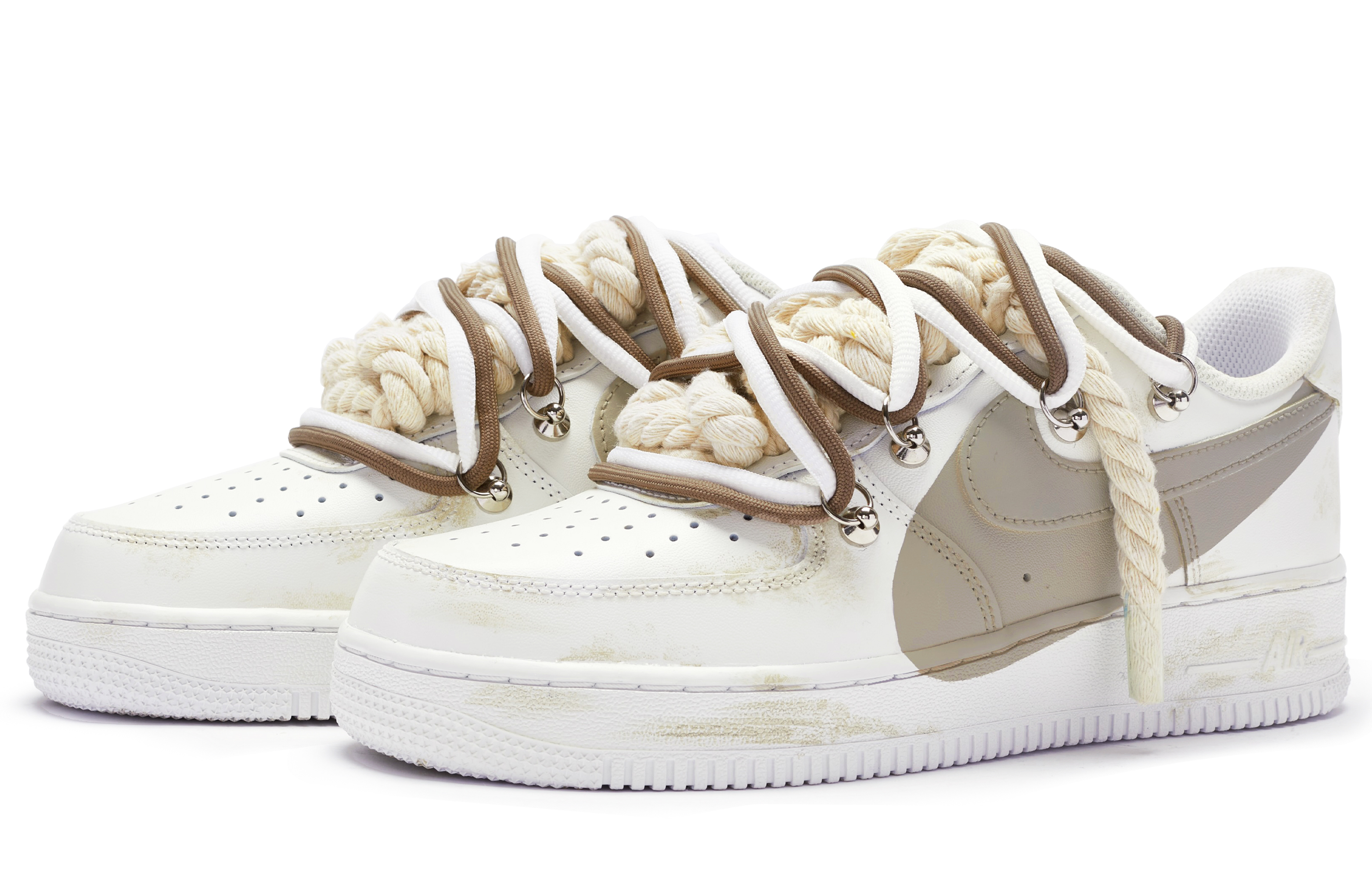 Lookbook [Sepatu Custom] Nike Air Force 1 Low 'Putih Khaki T10' CW2288-111(TeamR-男款''T10''卡其)