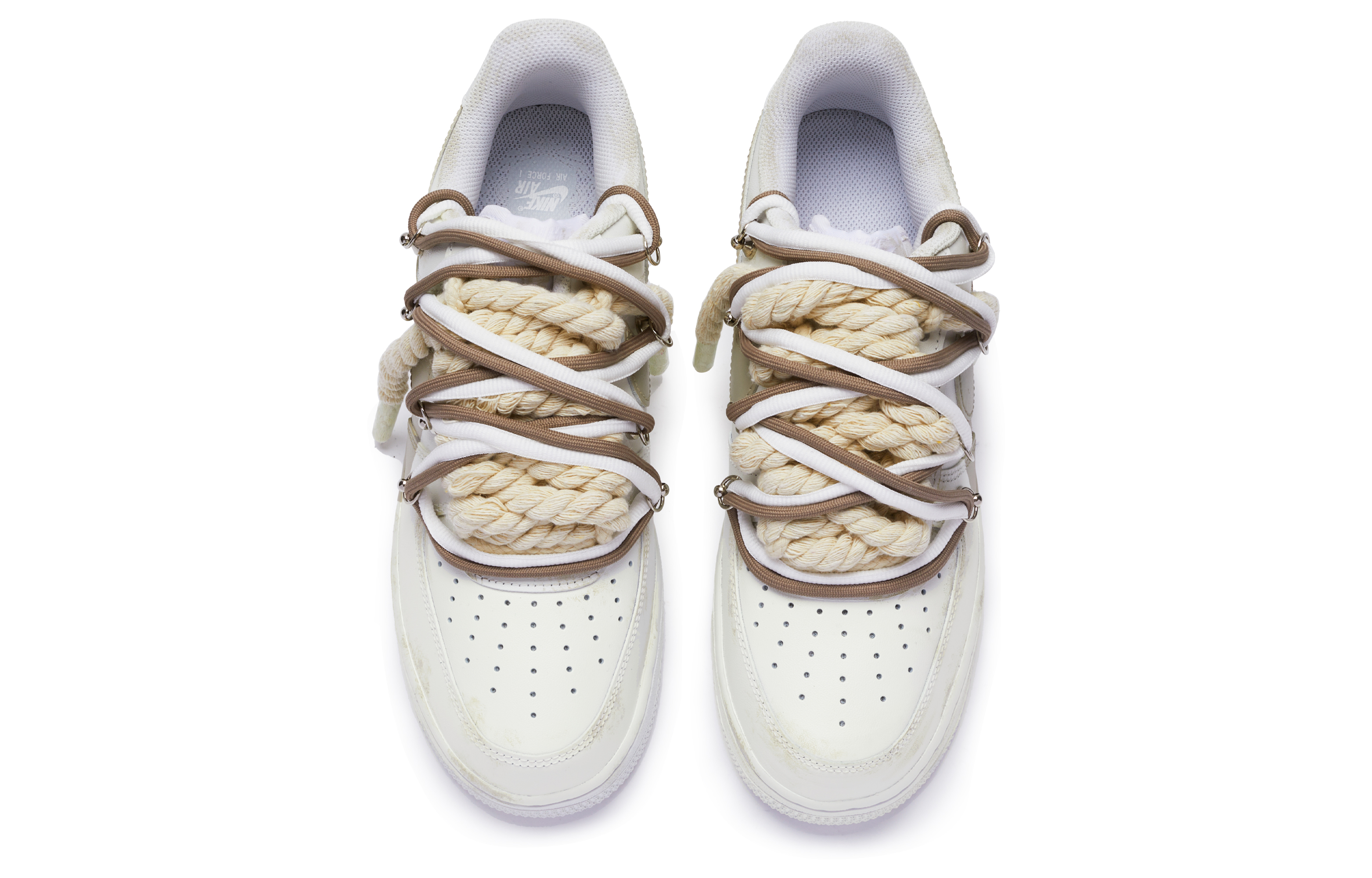 Shop [Sepatu Custom] Nike Air Force 1 Low 'Putih Khaki T10' CW2288-111(TeamR-男款''T10''卡其)
