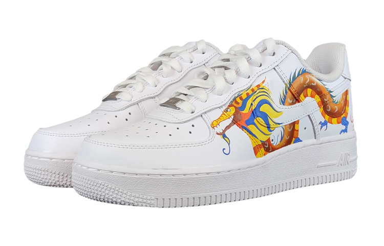 Lookbook [Custom Schuhe] Nike Air Force 1 Low ''Weiß Orange Blau'' CW2288-111(team5-男款龙腾四海)