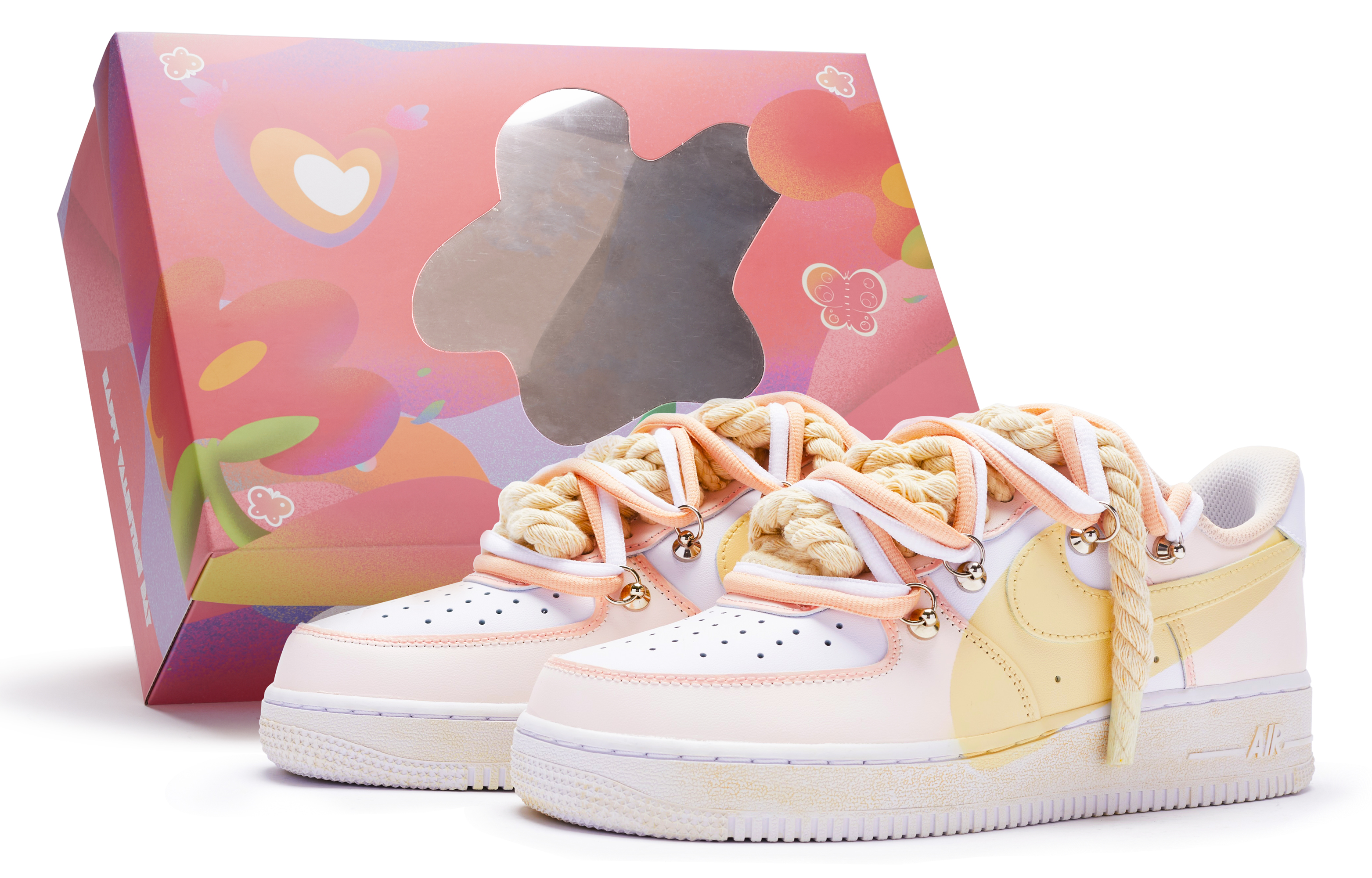 [Custom Shoes] Nike Air Force 1 Low 'White Pink Yellow T10'