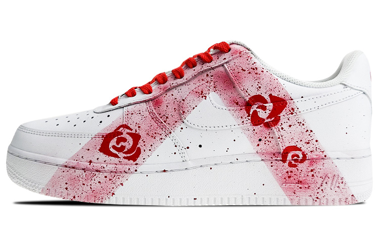 Buy 나이키 에어포스1 로우 '화이트 레드 스플래터 로즈' (커스텀) CW2288-111(Team叁-男款倒VQD)