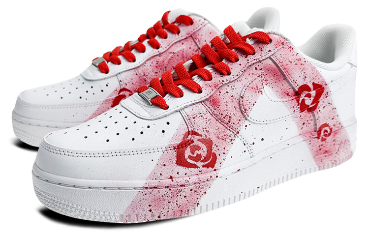 Lookbook 나이키 에어포스1 로우 '화이트 레드 스플래터 로즈' (커스텀) CW2288-111(Team叁-男款倒VQD)