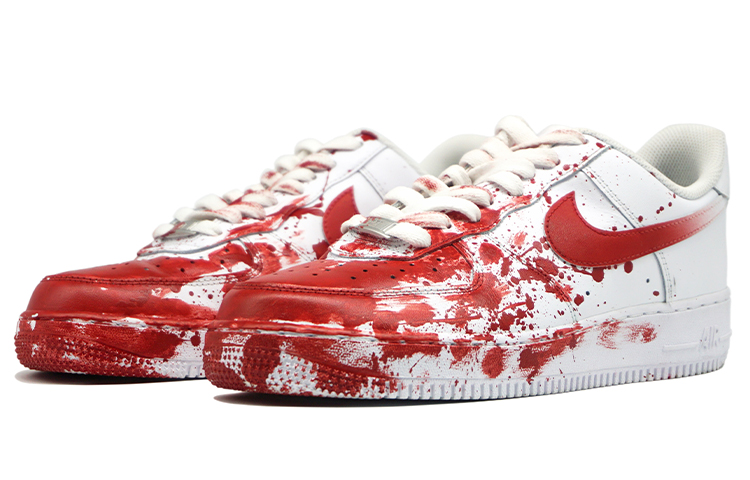 Lookbook [Nike AF1 Kustom] Nike Air Force 1 Low 'Putih Merah Percikan' CW2288-111(Team-R-男女款喷涂案发现场泼墨)