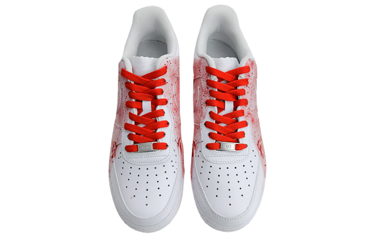 Shop 나이키 에어포스1 로우 '화이트 레드 스플래터 로즈' (커스텀) CW2288-111(Team叁-男款倒VQD)
