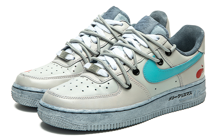 Lookbook [Zapatos Personalizados] Nike Air Force 1 Low 'Grulla Navideña Gris Azul' CW2288-111(TeamB-男款未来圣诞)