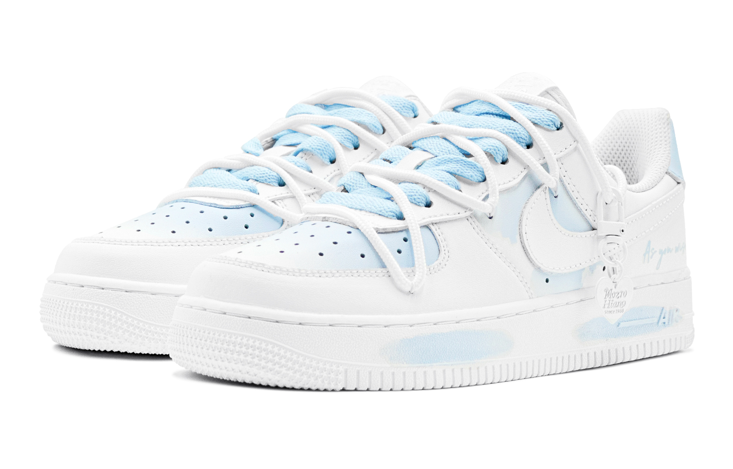 Lookbook [Nike Custom] Air Force 1 Low 'Wishing Words Biru Putih' DH2920-111(TeamS-心语心愿女S-BOX)